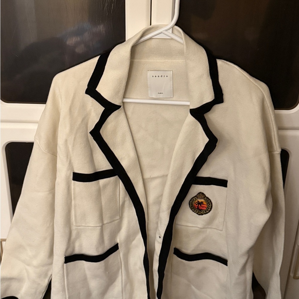 Sandro Cream Blazer with Black Accents